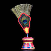 Tibetan Buddhist supplies Wenba fan auspicious grass peacock feather fan a glance peacock fan