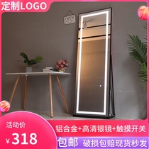Tide hairdressing shop mirror with light barber shop mirror LED simple beauty salon hair salon mirror makeup one-sided hair cut