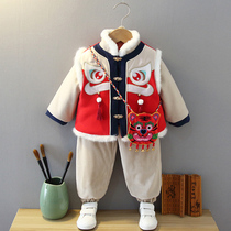 New Years clothing boys winter Chinese style Tang suit childrens Hanfu New Year festive clothes little boy baby New Years dress