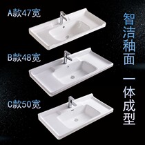 Toilet semi-embedded one-piece square ceramic washbasin wash table sink art cabinet 80cm single Basin