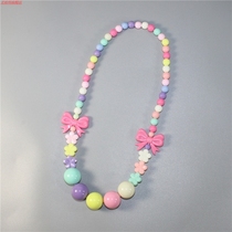 Children Princess Girl Baby Girl Accessories Cute Candy Color Bow Flower Beads Necklace Girl Ornaments