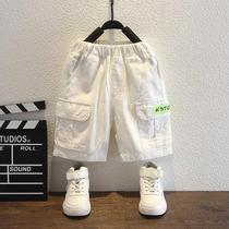 Boys shorts summer outdoor wear 2021 new childrens white five-piece pants summer pants thin baby summer clothes