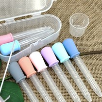 Baby feeding device food grade silicone gel baby anti-choking pp straw with scale experimental dropper children to feed water theorizer