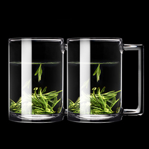Household tempered glass with a transparent office green tea cup thick high-end mens Tea Cup drinking cup