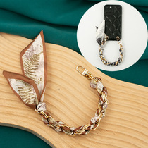 Mobile phone lanyard short portable hanging chain hand-woven fashion silk scarf ornaments wrist chain durable and anti-lost