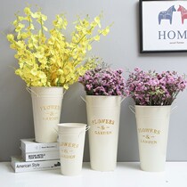 Nordic Wind Home Wake Flowers Bucket Flowers flowers Flowers Buckets of Bucket Accessories Iron Barrel Creative water Iron Bucket Large Vase Iron Basin