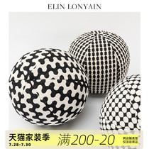 ELIN LONNYAIN modern minimalist light lavish grey black and white abstract spherical cushions with pillow-like plate room round pillows