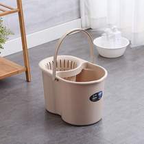 Plastic floor tow bucket household with drain basket squeezing water mop bucket toilet belt pulley hand pressure storage mop bucket