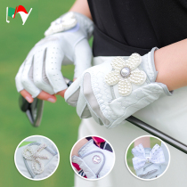 Golf Gloves Ladies leather finger double gloves imported green sheepskin non-slip wear-resistant comfortable breathable sunscreen