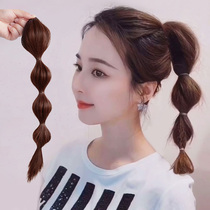 Clip-on lantern bubble braided wig Female net red high ponytail twist ponytail long hair realistic natural fake ponytail