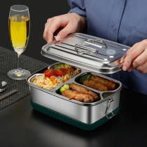  Lunch box Student large capacity 304 stainless steel food grade rectangular deepened thickened grid Lunch box for work with lid