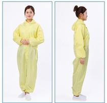 Anti-static conjoined uniforms hooded overalls yellow clean clothing painted dust-proof clothing electronics factory dust-free workshop clothing