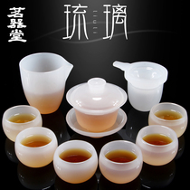Jade porcelain bowl tea cup Gong cup large white porcelain glass glazed jade home kung fu tea set gift box