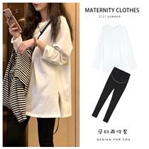 Pregnant women autumn suit fashion T-shirt long sleeve new base shirt coat Net Red early autumn two-piece spring and autumn