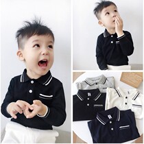 Boys lapel collar polo shirt cotton long sleeve spring and autumn baby Korean base shirt T-shirt children Joker top Children