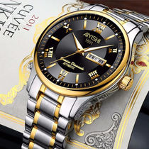 Swiss Automatic Core watch watch mens calendar waterproof ultra-thin non-mechanical Korean trend steel watch