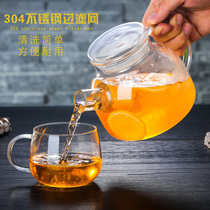 Large capacity thick cold water bottle transparent juice cup with lid heat-resistant filter glass cool water bottle milk cup soybean milk bottle