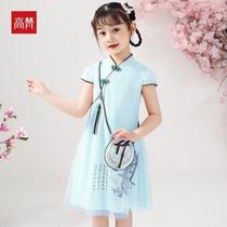 Gaofan Childrens clothes Girls Dress suit Hanfu princess yarn dress 2021 new summer dress ancient style skirt