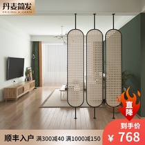 Denmark JIANFA Nordic rotating tempered Changhong glass partition Wrought iron screen Living room entrance Stainless steel decoration