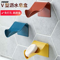 Creative non-perforated drain soap box toilet wall-mounted soap rack student dormitory soap storage box Nordic
