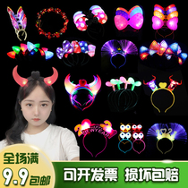 Mid-Autumn Glowing Headwear Flash Antlers Hair Card Cat Horn Luminous Rabbit Ears Headband With Lantern Horn Headband Toys