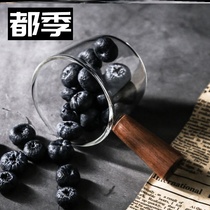 Wooden handle small Milk Cup Japanese glass coffee milk cup honey juice bucket cup milk jug with handle a mini milk jug