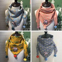 Meme a few children Saliva Towel Baby Triangle Towel Pure Cotton Bifacial Scarves Scarves Children Scarves Autumn Winter Money 1-3-year-old man