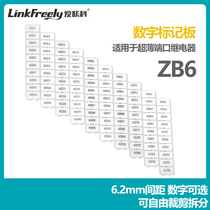 Digital number marking board ZB6 ultra-thin port relay terminal UK terminal terminal marking strip
