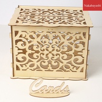 DIY wedding supplies Wooden craft business card box Sign-in box Wooden wedding greeting card box