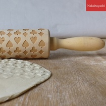 Wooden Christmas poker print engraving rolling pin embossed Cookie Cookie stick roller rolling face