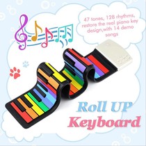 Childrens portable early education toys musical instruments portable electronic organ 49 key rainbow hand roll piano