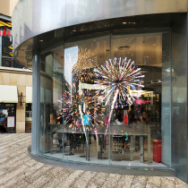 New Years fireworks window flowers shop windows to celebrate New Years Eve Festive Atmosphere Celebration of the Spring Festival ambience The shop window arranges static