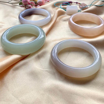 Hetian jade bracelet lotus root powder sugar suet white jade bracelet female Wangfu Qingbiqing water wide fine girl strip noble concubine bracelet