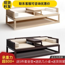 New Chinese style push-pull Arhat bed Solid wood Chinese elm small household sofa bed Sofa retractable Chaise longue bed