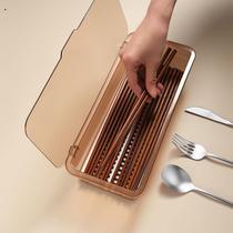 Home Chopsticks Basket Transparent with lid kitchen Restaurant chopstick cylinder Dust Drain for cutlery Scoop Chopsticks Contain box
