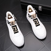  Hong Kong trendy brand mens high-top board shoes denim booties 2021 autumn and winter new inner height-increasing fashion casual white shoes