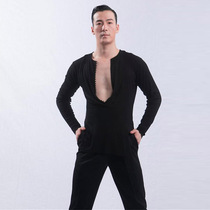 Dongxin dance suit Latin dance V-neck long sleeve slim fit top t-shirt Male adult professional Latin dance suit practice suit