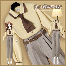 Large size womens fat sister Autumn suit womens new style shirt covering belly thin Joker casual pants two-piece set