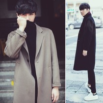 Rich bird double-sided cashmere coat mens long autumn and winter New Handsome Mens trend casual wool jacket