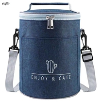 Waterproof Thickened Aluminum Foil Insulation Meal Bag Large Capacity Round Insulated Lunch Box Bag Student Office Hand Lunchbox Bag