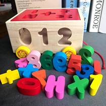 Hi childrens hand push toy baby boy solid wood trolley toddler push music wooden wooden early education puzzle