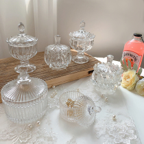 Storage tea cans light luxury tea cans glass jewelry storage box retro embossed candy cans desktop decoration photography props