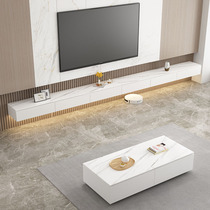 Light extravagant rock plate suspended TV cabinet tea table modern minimalist living-room ground cabinet small family type ultra narrow wall-mounted cabinet solid wood