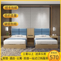 Hotel furniture Standard room Full set of hotel bed custom single double room Big bed clothes TV cabinet Bed and breakfast master bedroom Home