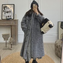 Lamb plush long coat coat coat tide ins2020 new winter vintage women padded large size cotton suit