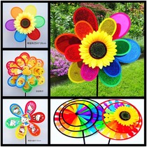 Big windmill wholesale factory outdoor activities double fabric colorful sunflower children cartoon stall toys