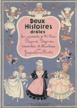 vintage French children's book picture book illustration pink blue electronic hand account material junk journal