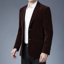 Famous brand high-end quality mens autumn middle-aged corduroy small suit business suit casual jacket jacket men