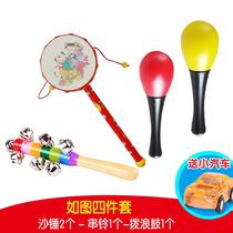 Baby newborn red sand hammer Bell toy baby sand egg Bell chase vision grasp training vision red ball