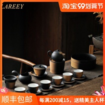 LAREEY Japanese Zen Kung Fu tea set retro fine pottery bowl Teapot Tea Cup home gift box